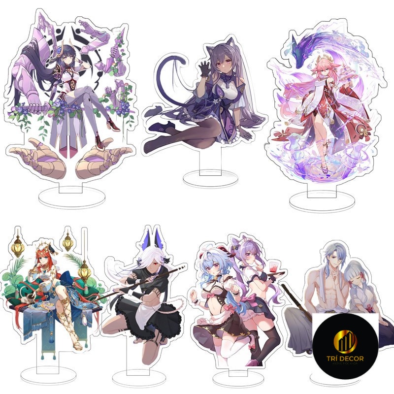 Trò chơi tác động Genshin mới Chân đế hoạt hình hai chiều Trang trí máy tính để bàn Sấm sét Tướng, Giá đỡ Ganyu, Vật tra