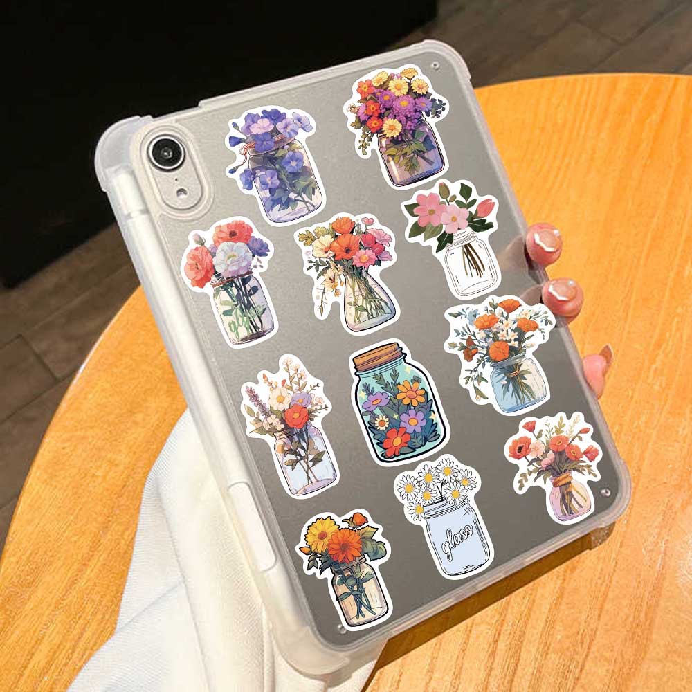 Bộ 50 Miếng Dán Bình Hoa Hoạt Hình graffiti Chống Nước Trang Trí Mũ Bảo Hiểm / Xe Đạp