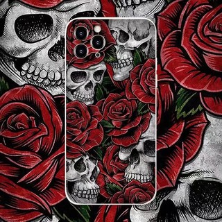Rose Skull Thích hợp cho iPhone11 / 12 / 13 / 15 Dòng sản phẩm mới Apple 15ProMax / XSMAX Dark Series Vỏ bảo vệ điện thoại di động WFAR