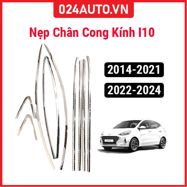 Bộ nẹp viền chân cong kính inox cho i10 2014-2024 Sedan, Hatchback