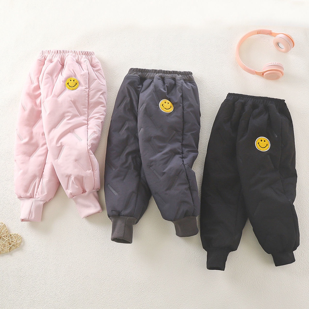 80-150cm Quần Cotton trẻ em phong cách mới Lớp lót lông cừu ba lớp dày mặc ngoài mùa đông Quần ấm áp chống gió Quần dài trẻ em nhỏ trung bình