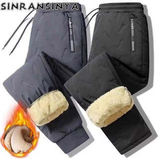 Sinransinya Quần Legging Lông Cừu Dày Dặn Giữ Ấm Chống Gió Cỡ Lớn Phong Cách retro Nhật Bản Cho Nam