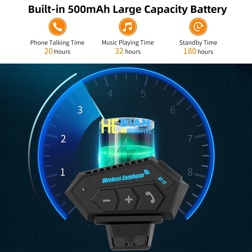 Tai Nghe bluetooth Không Dây bt5.0 Chống Nước ip67 Gắn Mũ Bảo Hiểm Xe Mô Tô