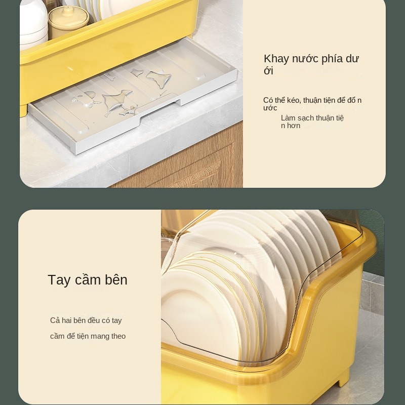 Giá Úp Chén / Tô / Đũa / Đồ Dùng Nhà Bếp Cỡ Lớn Chống Bụi Có Nắp Đậy Tiện Dụng