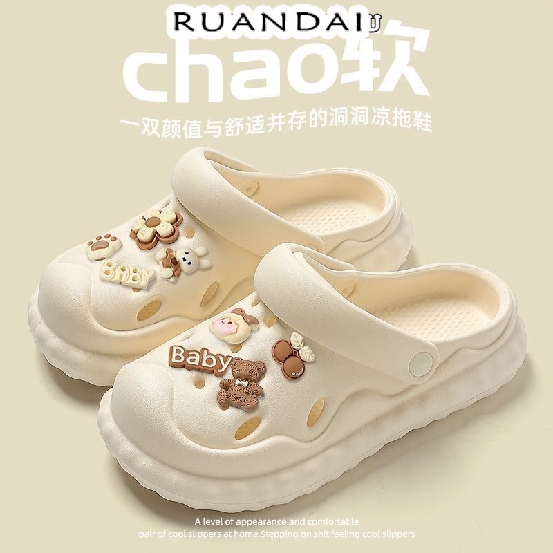 RUANDAI dép cross bánh mì dép dép bánh mì nữ Đàn hồi tốt Thoáng khí Bảnh bao Tiện dụng B91H09M 43Z231026