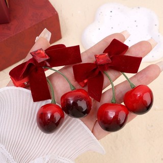 1 Kẹp Tóc Hình Quả Cherry Đỏ Dễ Thương
