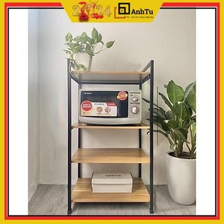 Kệ lò vi sóng 4 tầng không tủ , kệ gỗ đa năng thoải mái để đồ, thiết kế phong cách 2022 chất gỗ MDF dày 12mm dễ lắp ráp