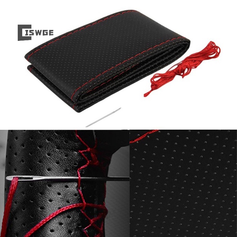Vỏ Bọc Vô Lăng Xe Hơi Màu Đỏ Đen 38cm DIY