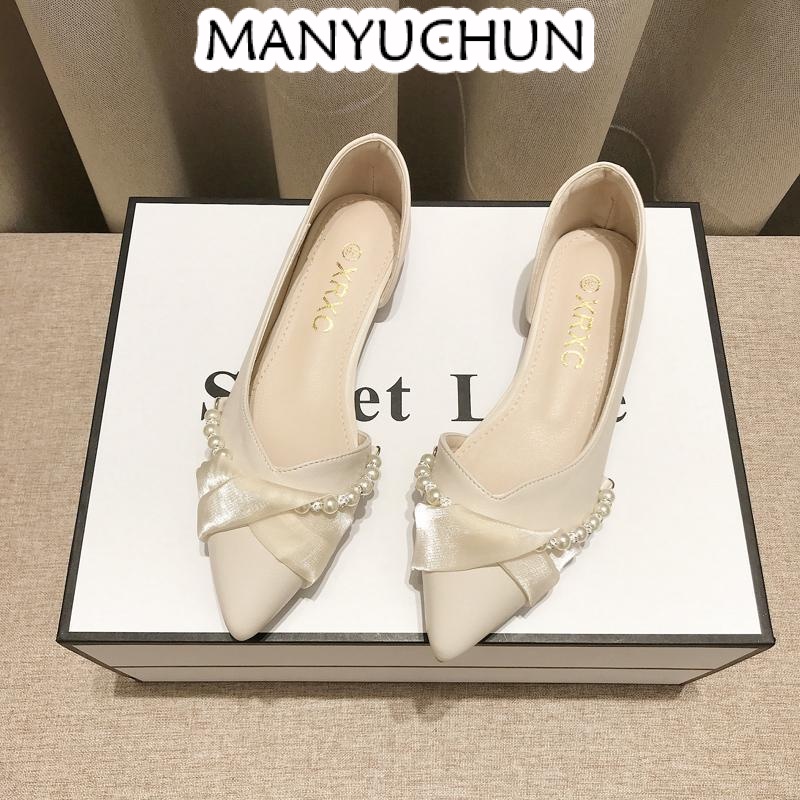 MANYUCHUN Giày Búp Bê Da Cao Cấp Phong Cách Pháp Thanh Lịch Dành Cho Nữ da mềm Sal thời trang công sở đẹp cao cấp Phong cách đơn giản Tự tin Chống trơn trượt Hiện đại FBL24100LH 2Z240111