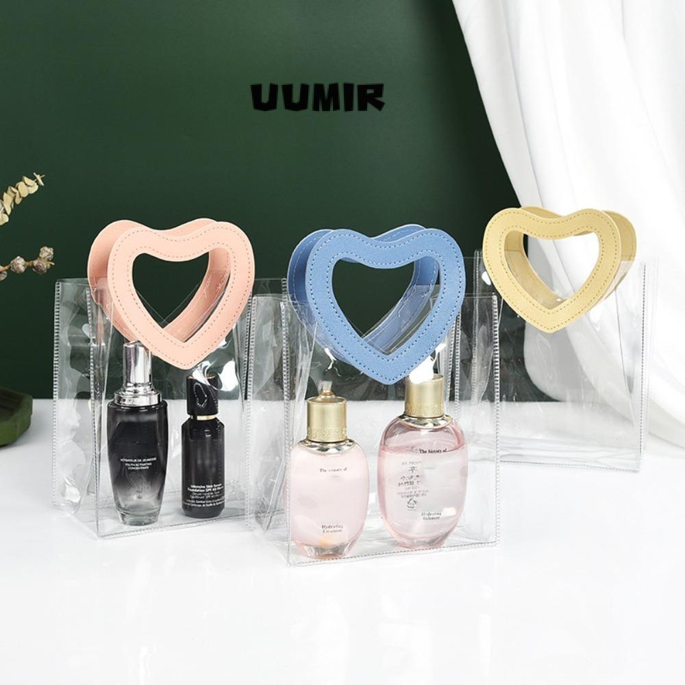 UUMIR Túi Xách Mua Sắm Bằng PVC Trong Suốt Hình Trái Tim Có Tay Cầm