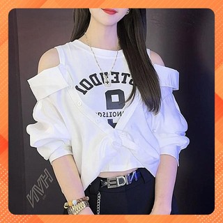 Áo len nữ TRỄ VAI PHỐI SƠ MI