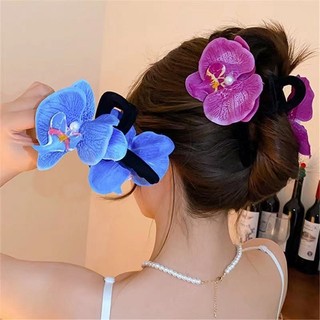 Kẹp tóc cá mập hình hoa phong lan / bướm kích thước lớn thời trang 2024 mới