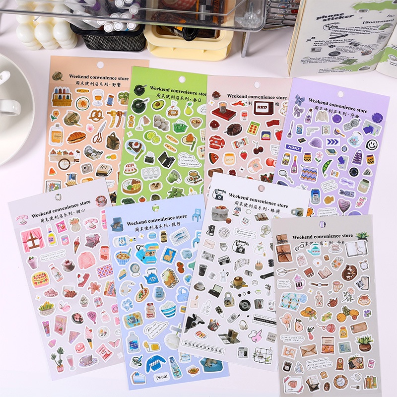 Stickers - Tờ Nhãn Dán Convenience Store Nhiều Hoạ Tiết Nhỏ Trang Trí Bullet Journals