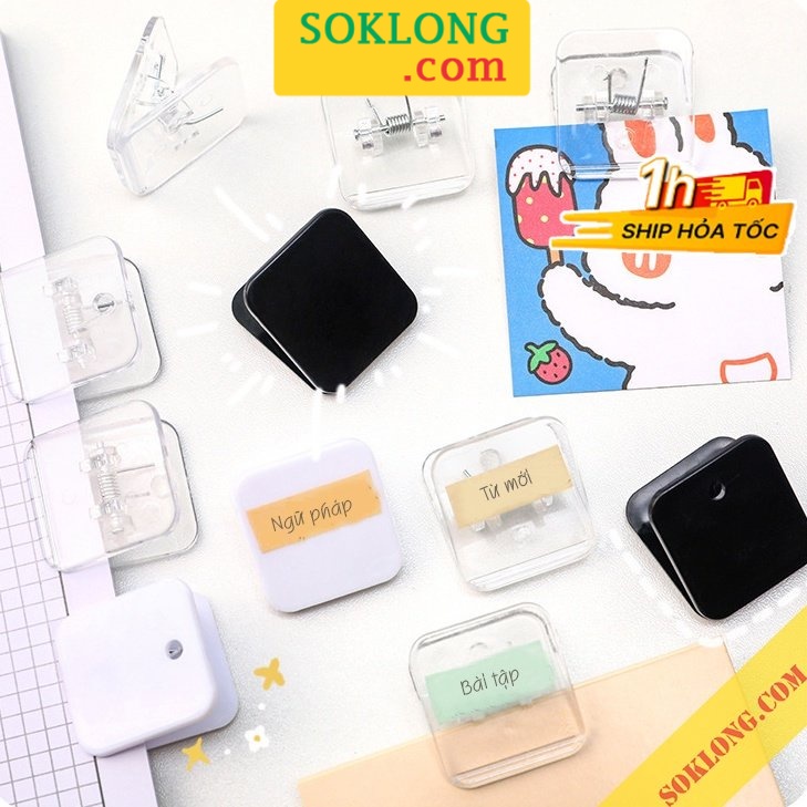 Kẹp giấy trong suốt mini SOKLONG, kẹp bướm nhiều mẫu tùy chọn ghi chú đánh dấu tiện ích