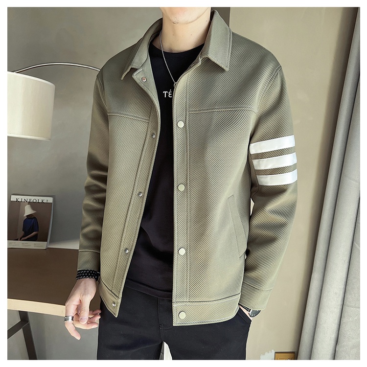 Áo Khoác Họa Tiết Kẻ Sọc Phong Cách Đường Phố Thời Trang Xuân Thu 2023 Mới Cho Nam
