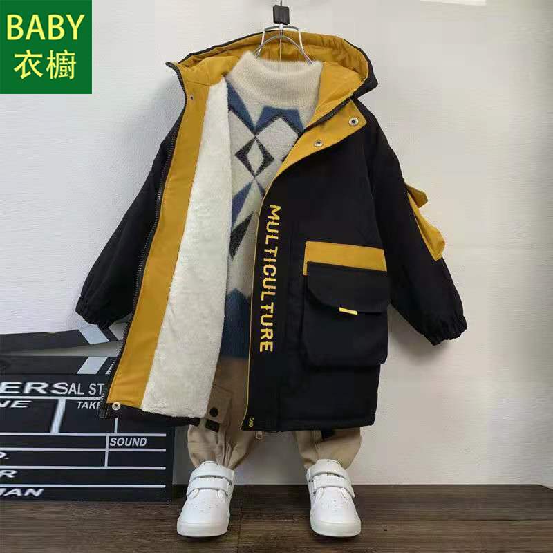 Áo Khoác Thu Đông Lót Lông Cừu Dáng Vừa Kích Thước Lớn Phong Cách Mới 2023 Cho Bé Trai