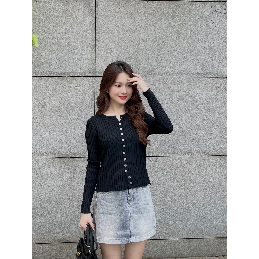 ÁO LEN GÂN tăm cúc nhỏ dọc - . - Aolen10029_P2K4