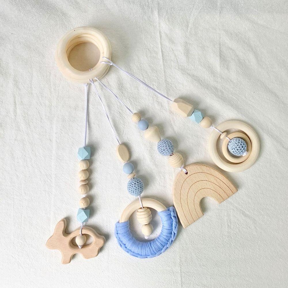 Mmluck Đồ Chơi Tập gym Khung Giường Ngủ Đính Hạt Gỗ Hình Thỏ Dễ Thương Cho Bé