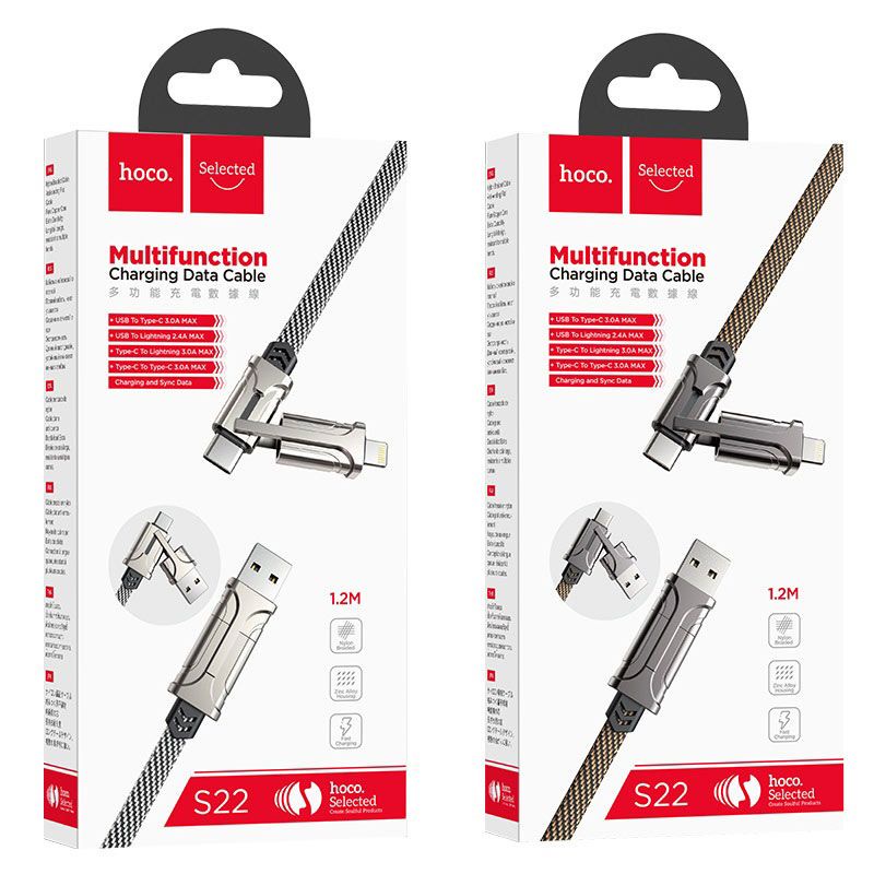 Dây sạc nhanh 4 trong 1 HOCO S22 60w dùng cho các dòng smartphone