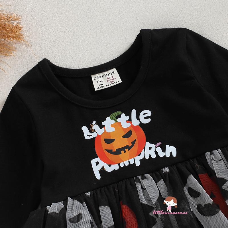Đầm Xòe Tay Dài Cổ Tròn Hóa Trang halloween Cho Bé Gái