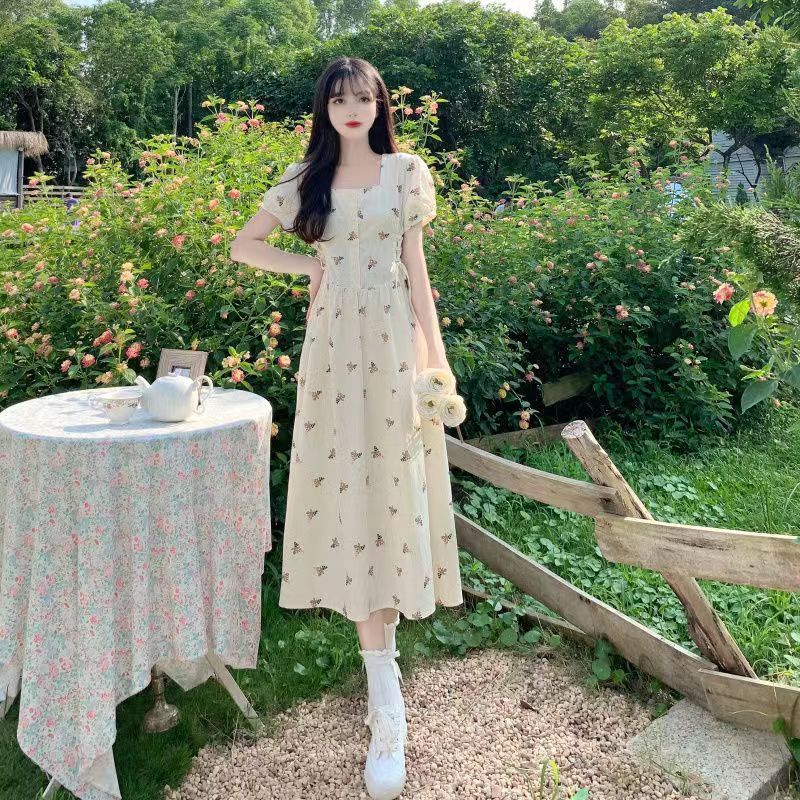 Đầm Dáng Chữ a Thắt Nơ Eo Phong Cách Pháp Thanh Lịch Cho Nữ