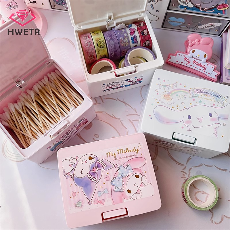 Hwtr Hộp Đựng Trang Sức Nắp Lật In Hình sanrio my melody cinnamoroll kitty Sáng Tạo Mới