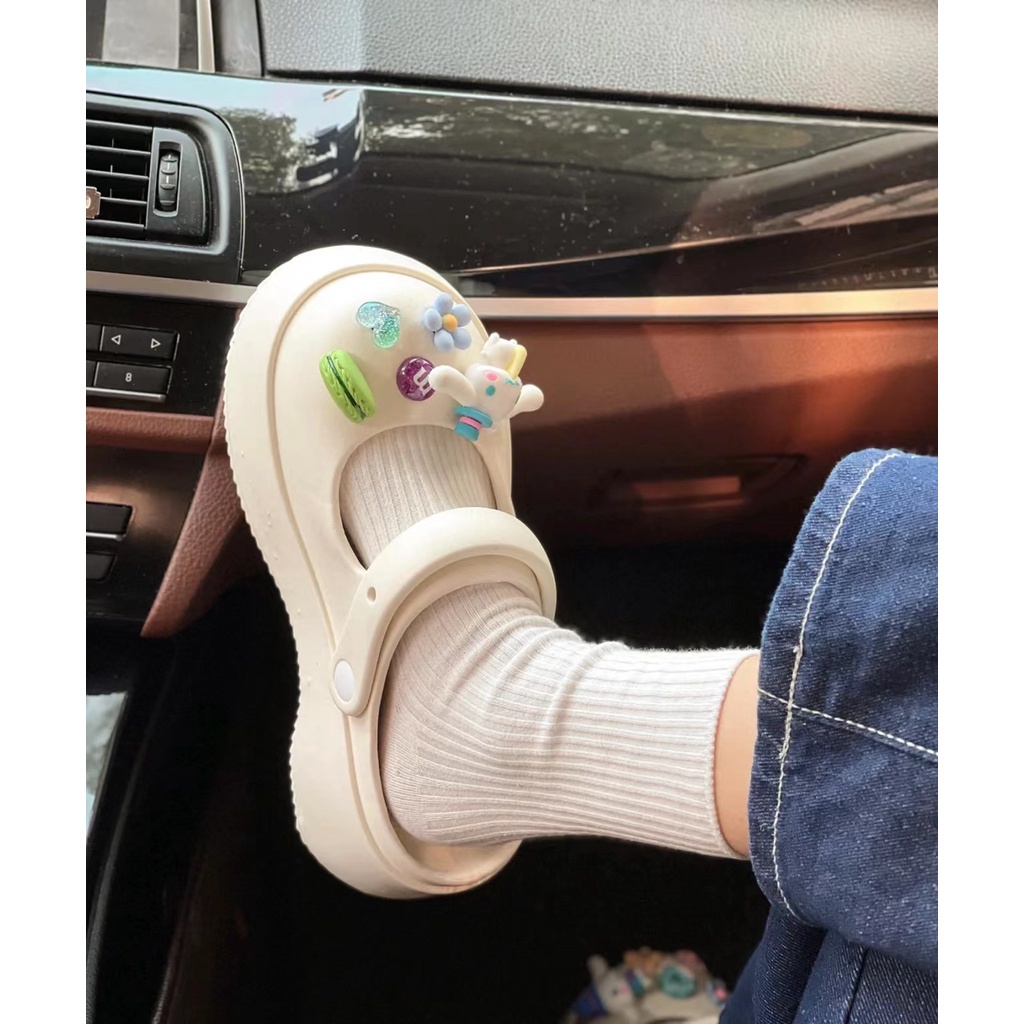 C-FOOT Dép cross cute nữ dép sục bánh mì chống trượt chống nước，Tạo hình Sanrio Cinnamoroll Dễ thương