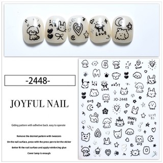 Sticker Dán Móng Tay Hình Thỏ poodle Dễ Thương