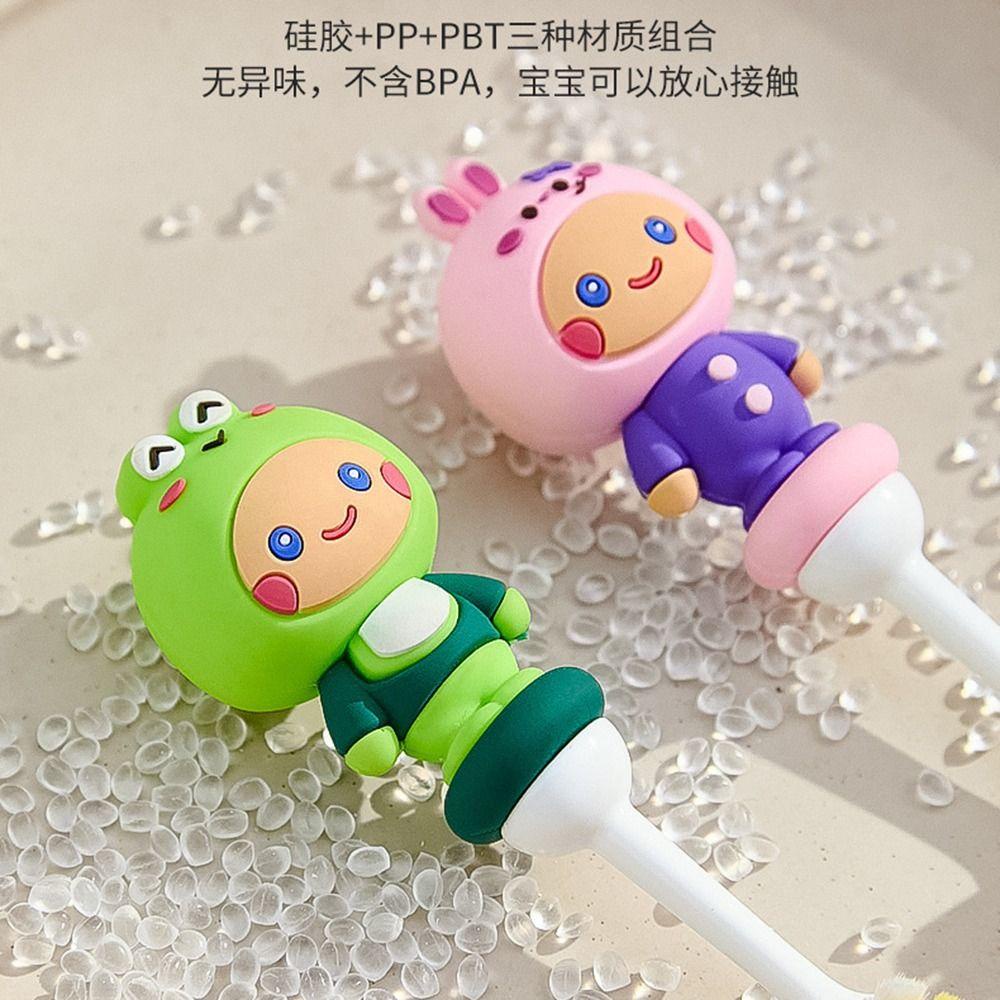 Mxmusty Bàn Chải Đánh Răng Lông Mềm Tay Cầm Ngắn Chống Trượt Hình Động Vật Hoạt Hình Cho Trẻ Em