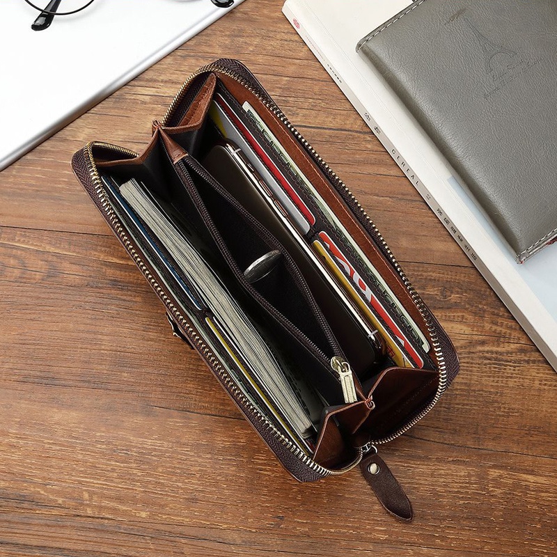 Ví Da Cầm Tay Dáng Dài Có Khóa Kéo Thời Trang Cho Nữ