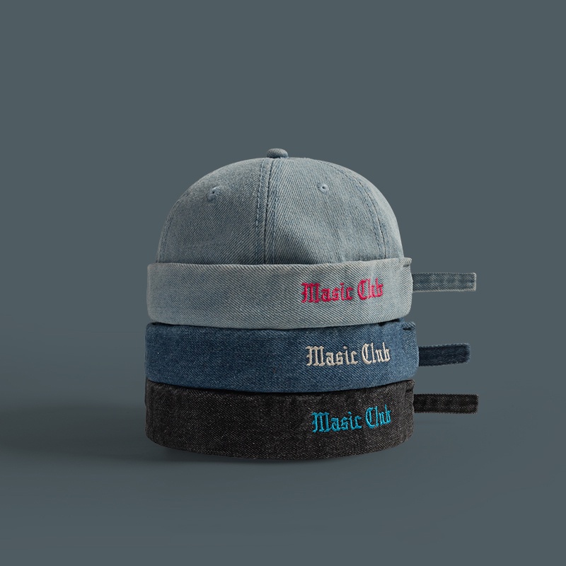 Mũ denim Họa Tiết Thêu Phong Cách hip hop Thời Trang Cho Nam Và Nữ