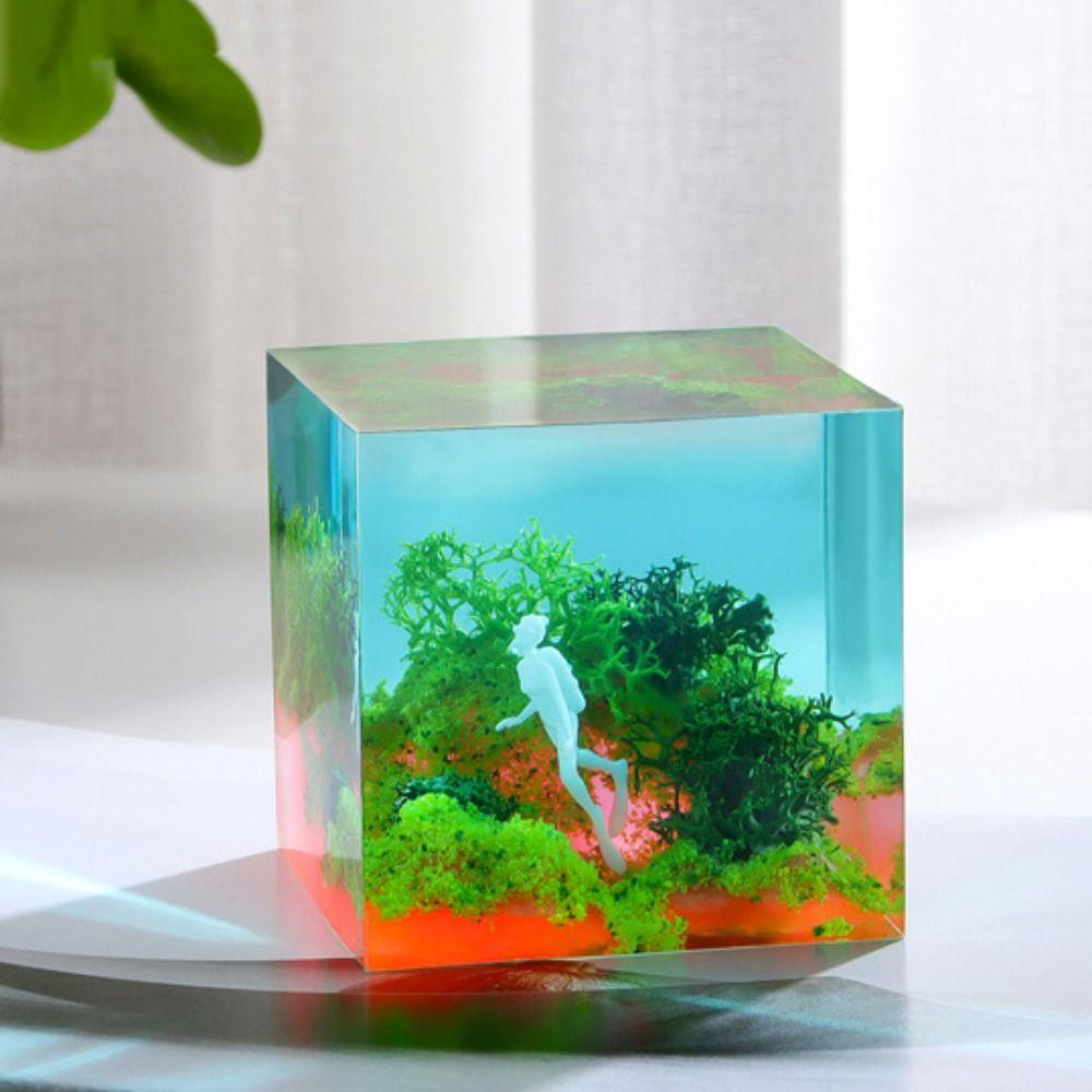 Isitaftb Mô Hình Nhân Vật Thợ Lặn 3d Bằng Nhựa Màu Trắng Trang Trí Bể Cá