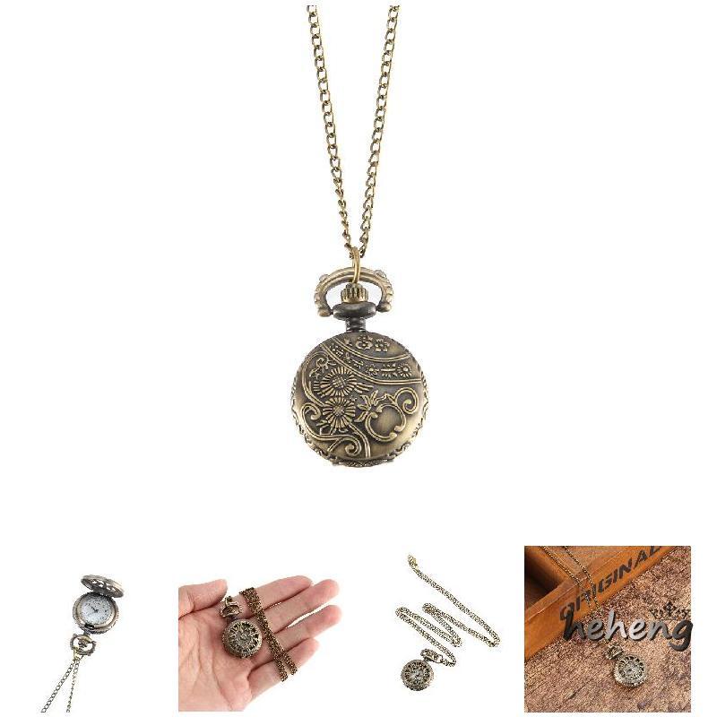 Đồng Hồ Bỏ Túi Dây Xích Mặt Số Rỗng Màu Đồng Phong Cách vintage Cho Nữ