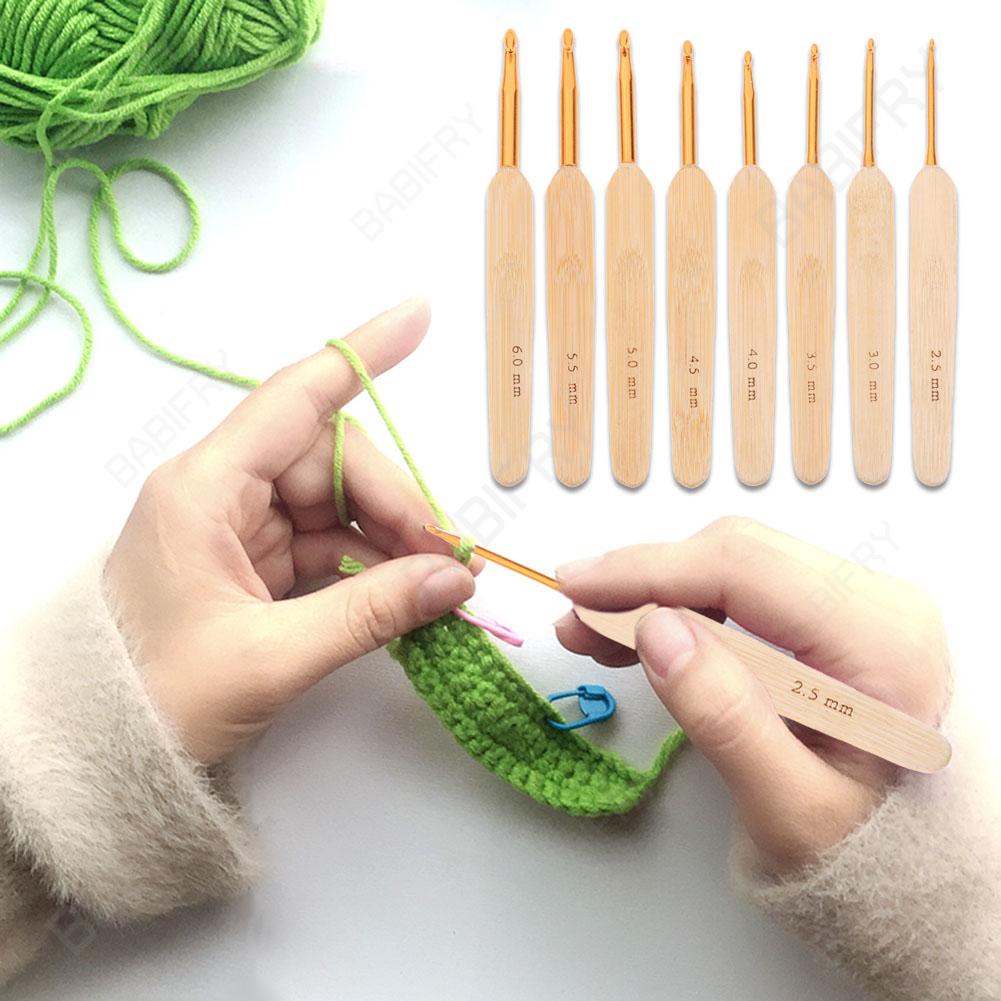 Set 8 Kim Đan Len Tay Cầm Bằng Tre Chất Lượng Cao