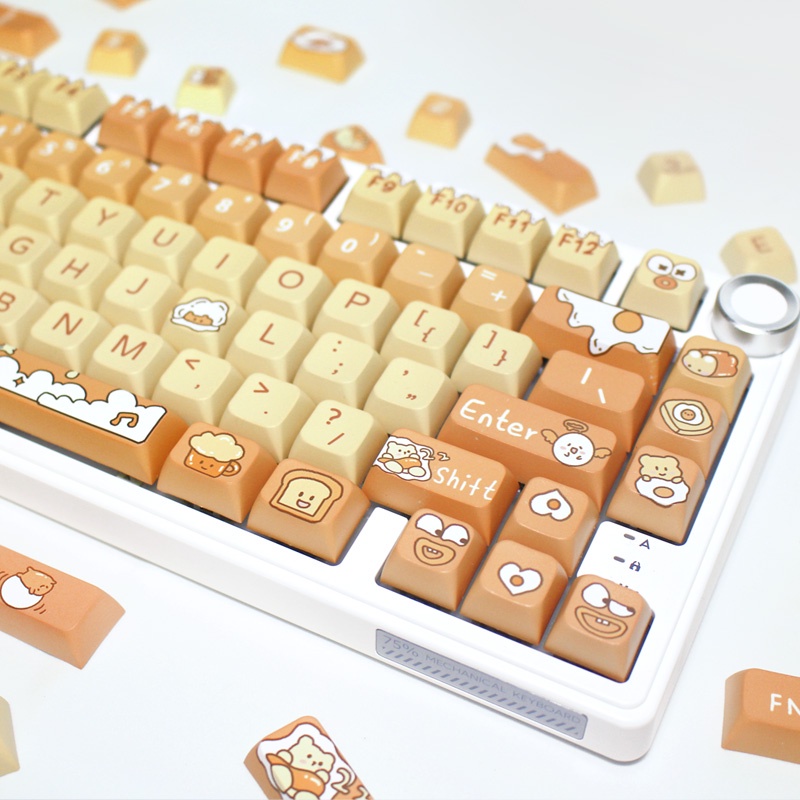 Poached Egg Cute Cartoon Mechanical Keyboard Keycaps Bàn Phím Cơ Học 134 Phím Hình Quả Trứng Dễ Thương Key Cap