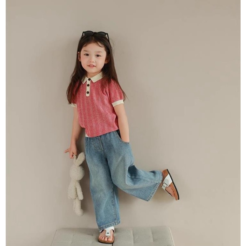 Quần denim Ống Rộng Lưng Thun Dễ Thương Thời Trang Mùa Hè Cho Bé Gái