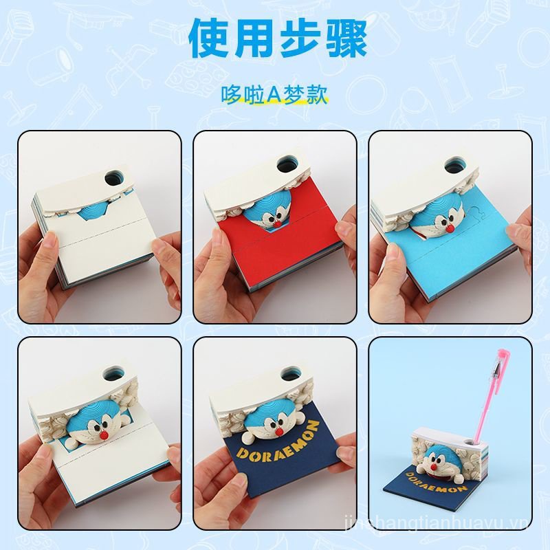 Giấy note Hoạ Tiết Hoạt Hình doraemon 3d Phong Cách Nhật Bản Xinh Xắn
