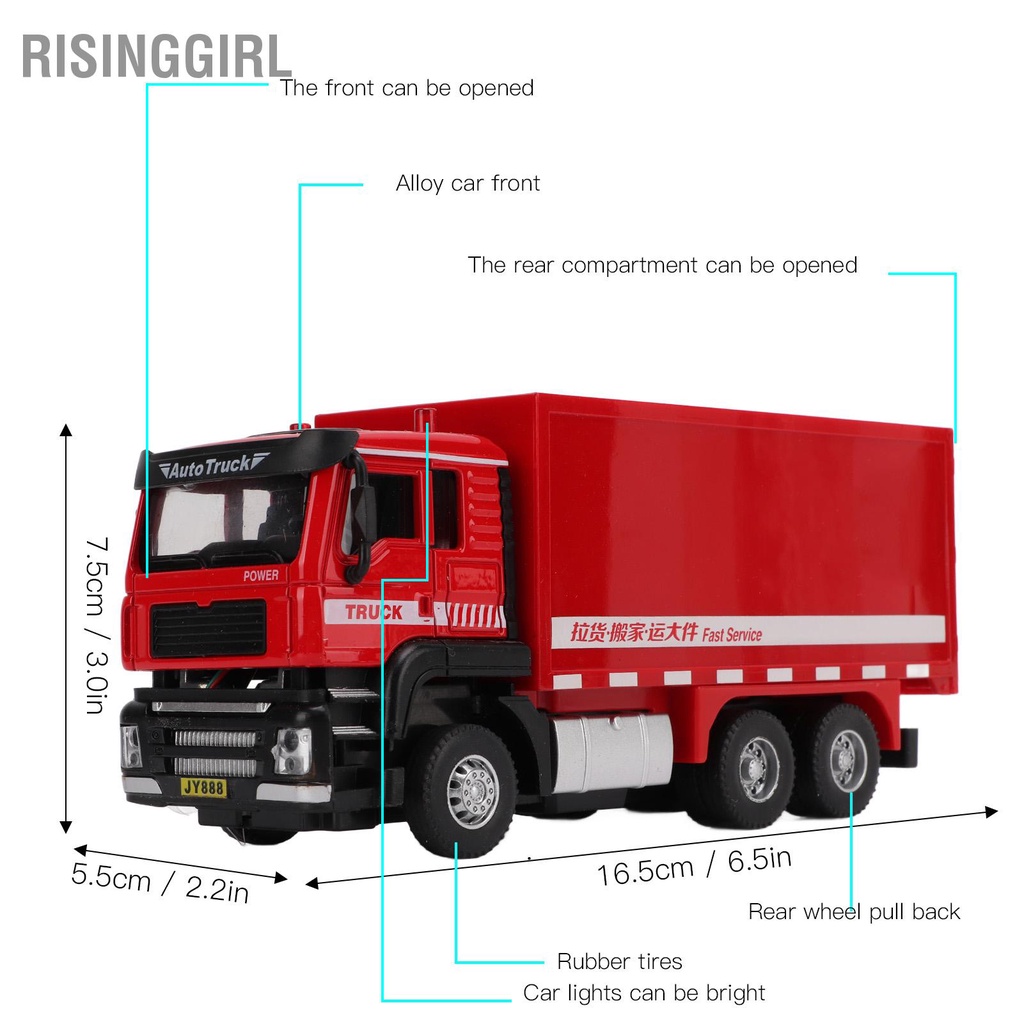 1/50 Mô Hình Xe Container Hợp Kim Kéo Lại Kỹ Thuật Vận Chuyển Đồ Chơi Cho Trẻ Em Bé Trai Gái Quà Tặng RisingGirl