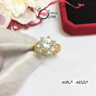 Nhẫn nữ nụ cao hoa đá, nạm đá viền n020