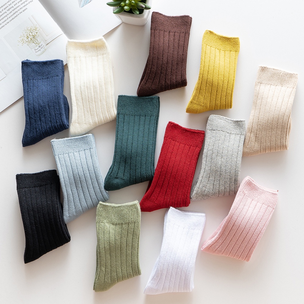 Vớ cotton Dài Đến Đầu Gối 13 Màu Sắc Ấm Áp Thoải Mái Dành Cho Trẻ Em