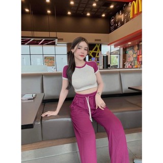Set đồ bộ quần dài ống rộng (Gugumi đồ bộ nữ, đồ ngủ nữ,đồ mặc nhà,đồ bộ thun gân nữ)