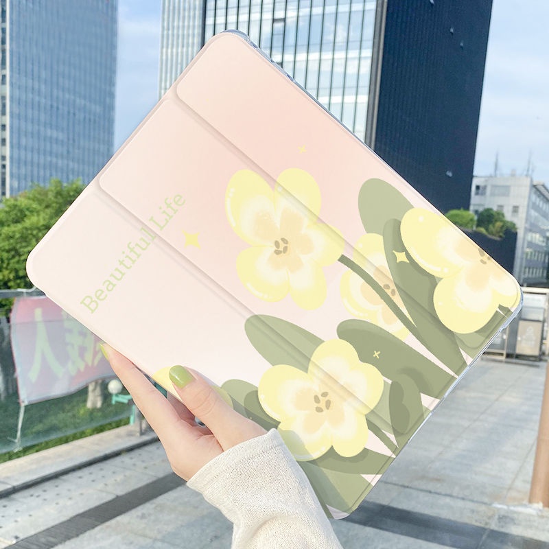 Ốp Máy Tính Bảng Mềm Hình Hoa Có Khe Đựng Bút Chì Cho ipad gen7 / 8 / 9 gen10 pro11 "pro12.9" air4 air5 mini6