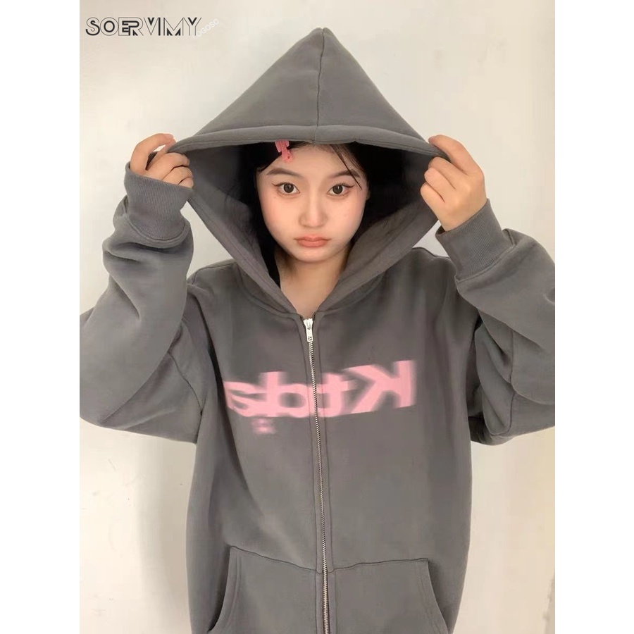 SOERVIMY Áo Khoác hoodie áo khoác nữ zip hoodie chic Korean trendy comfortable WJK2390ZAO 37Z230913