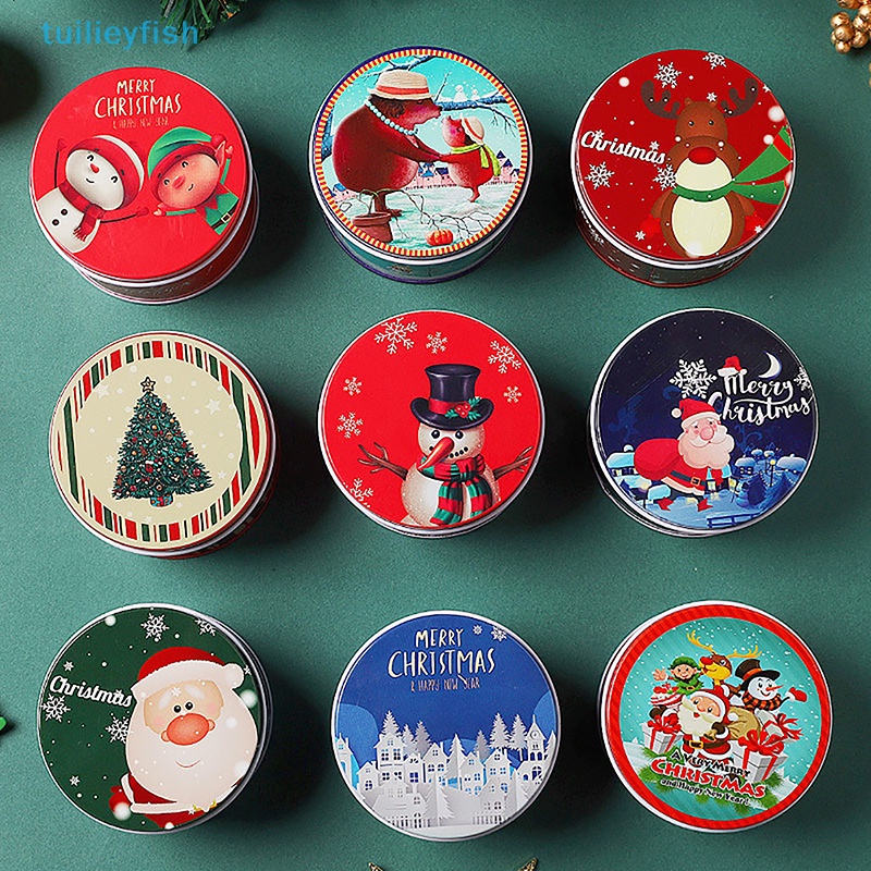 Hộp Kim Loại Thiếc Hình Vuông Đựng Bánh Kẹo Giáng Sinh