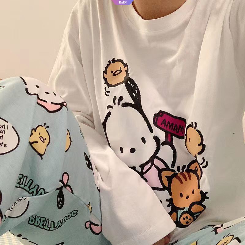 Mới Bộ Đồ Ngủ Tay Dài Dáng Rộng In Họa Tiết Hoạt Hình sanrio pochacco Dễ Thương Thời Trang Mùa Thu Cho Nữ
