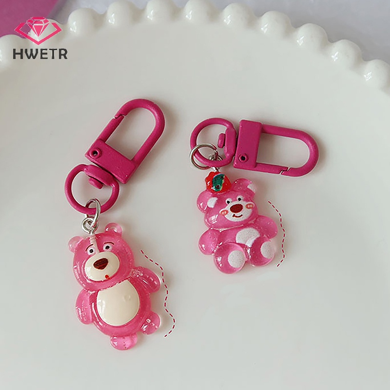Móc Khóa Hình Gấu Dâu Tây Dễ Thương Mới