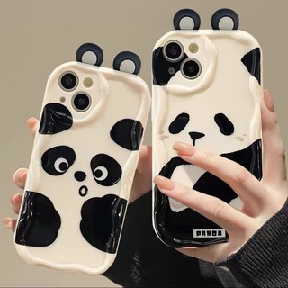 Soft Casing Samsung Galaxy S24 S23 Ultra S22 Plus S21 S20 FE 5G A11 A50 A30S A50S A10S A20S A20 A30 A31 A51 A71 4G A21S A02S A03S M11 Cream Edge Fine Hole Cute Cartoon 3D Panda Ear Airbag Shockproof Phone Case 1NY 54