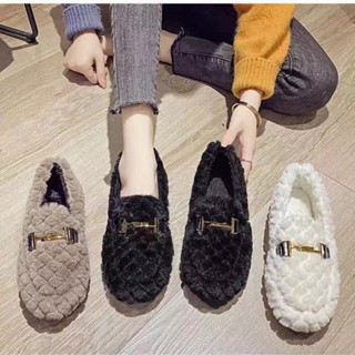 Giày Lười Da Lộn Lót Lông Cừu Giữ Ấm Phong Cách Mới Cho Nữ