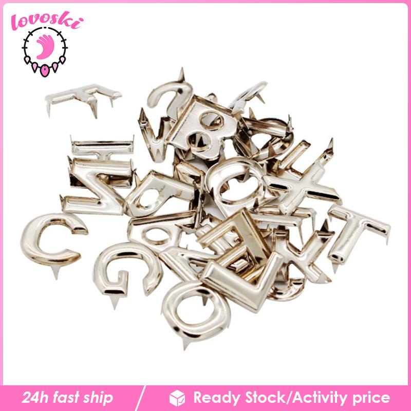 Set 26 Đinh Tán Kim Loại Hình Chữ Cái Dùng Để Trang Trí Đồ Da / Mũ / Túi Xách