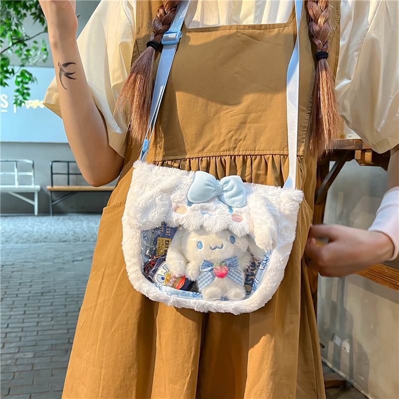 Sanrio Túi Đeo Chéo Hình kuromi cinnamoroll my melody hello kitty Bằng Lông Nhung Dễ Thương Xinh Xắn